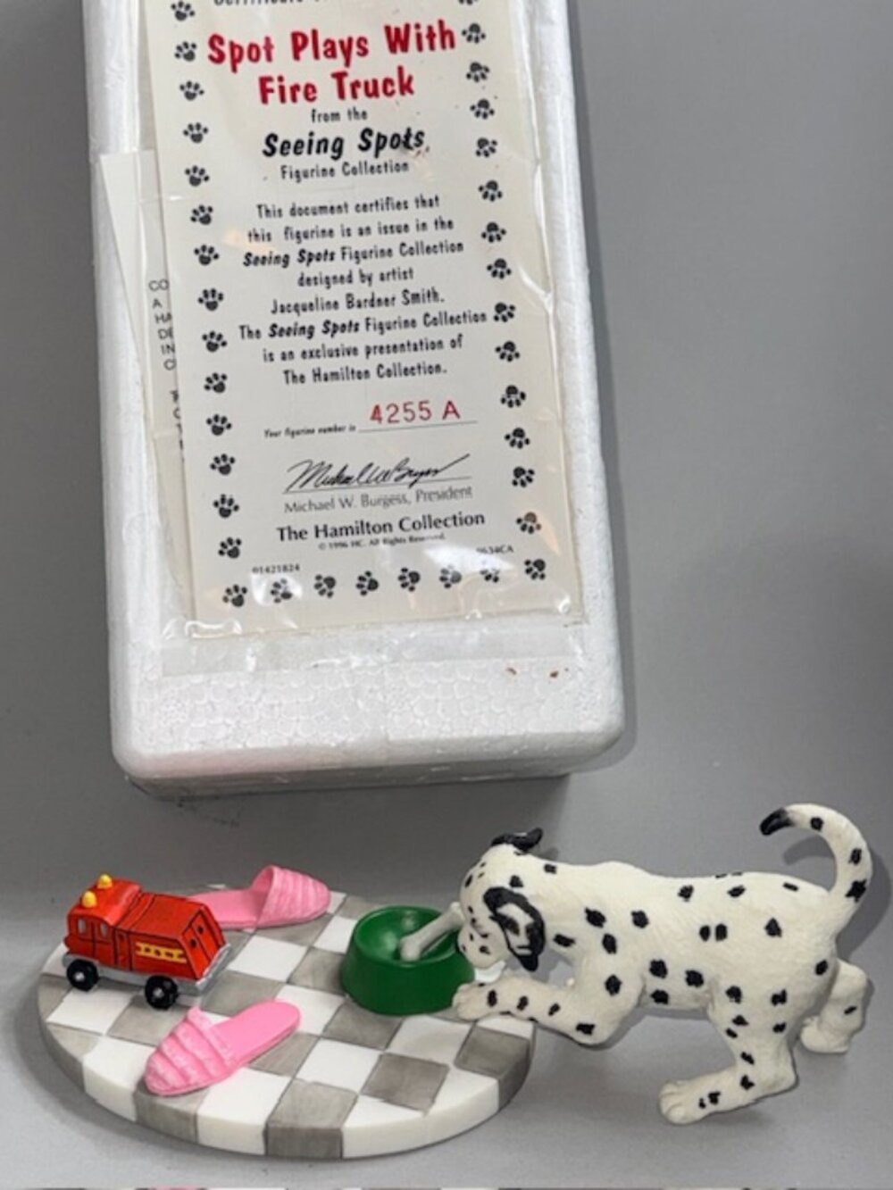 Vintage Dalmatian Figurine Hamilton Puppy Dog Anthropomorphic Spot Fire Truck